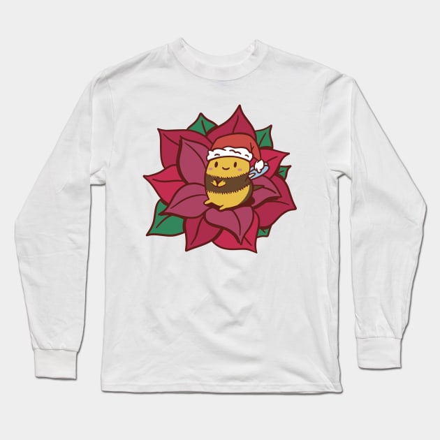 Christmas Bee Holiday Beekeeper Long Sleeve T-Shirt by Little Duck Designs